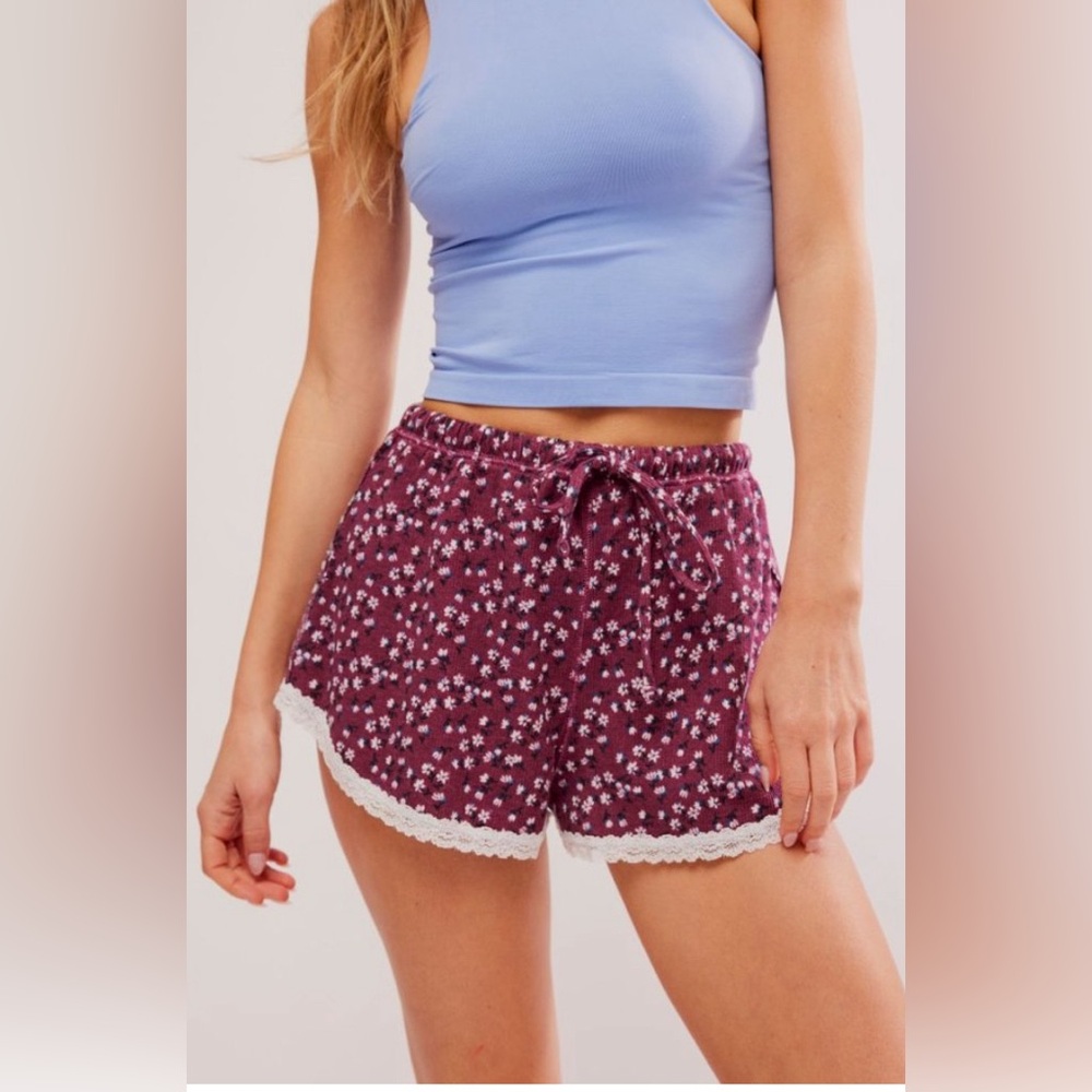 BNWT FREE PEOPLE SUGAR DREAMS THERMAL SLEEP SHORTS LARGE